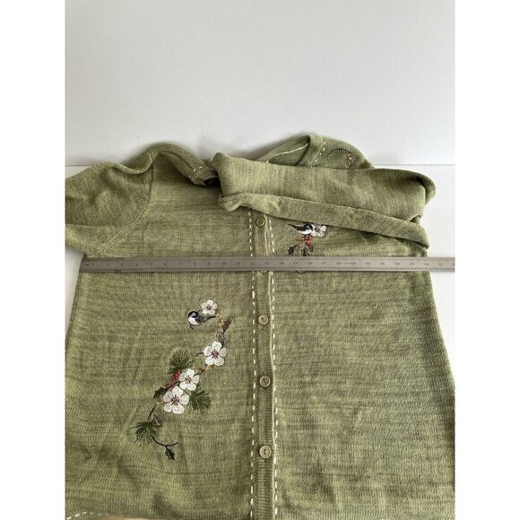 Vtg Blair Knit Cardigan Sweater XL Embroidery Birds Flowers 80s Easter Granny - Picture 10 of 13